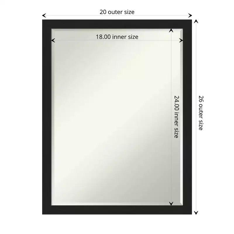 Amanti Art Grace Brushed Narrow Petite Bevel Bathroom Wall Mirror
