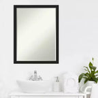 Amanti Art Grace Brushed Narrow Petite Bevel Bathroom Wall Mirror