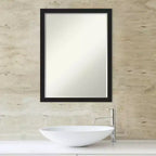 Amanti Art Grace Brushed Narrow Petite Bevel Bathroom Wall Mirror
