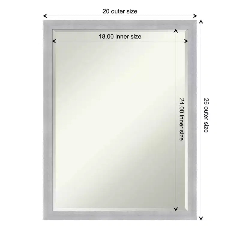 Amanti Art Grace Brushed Narrow Petite Bevel Bathroom Wall Mirror