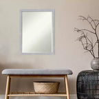 Amanti Art Grace Brushed Narrow Petite Bevel Bathroom Wall Mirror