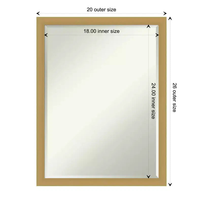 Amanti Art Grace Brushed Narrow Petite Bevel Bathroom Wall Mirror