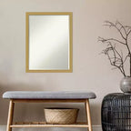 Amanti Art Grace Brushed Narrow Petite Bevel Bathroom Wall Mirror