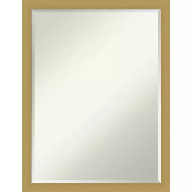 Amanti Art Grace Brushed Narrow Petite Bevel Bathroom Wall Mirror