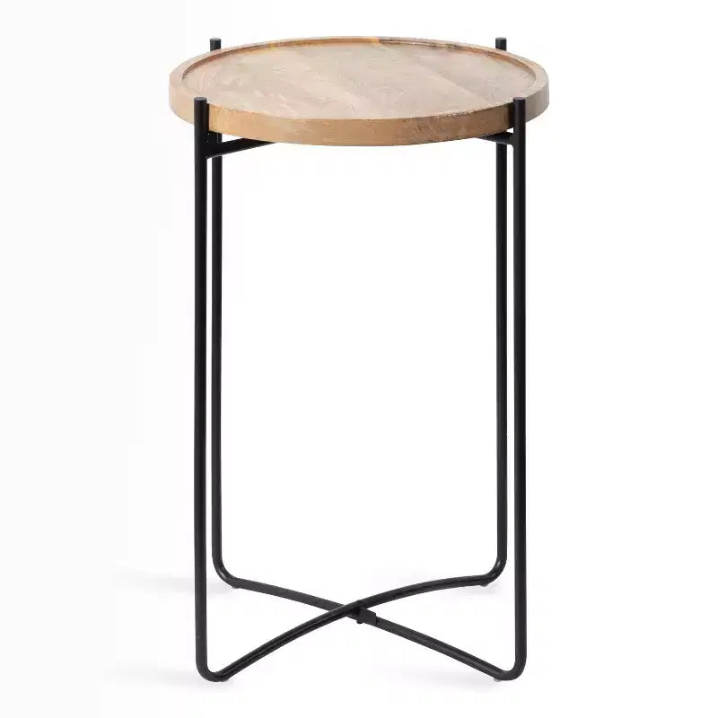 Table d'appoint ronde en métal Kate and Laurel Vale, 16x16x25, naturel et noir