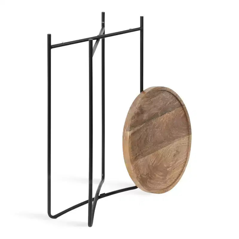 Table d'appoint ronde en métal Kate and Laurel Vale, 16x16x25, naturel et noir