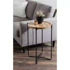 Table d'appoint ronde en métal Kate and Laurel Vale, 16x16x25, naturel et noir