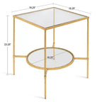 Kate and Laurel Tulare Square Metal Side Table, 18.25x18.25x23.25, Gold