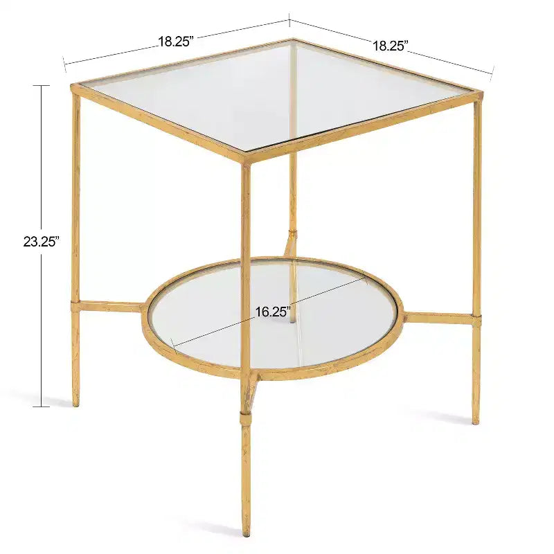 Kate and Laurel Tulare Square Metal Side Table, 18.25x18.25x23.25, Gold