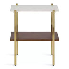Kate and Laurel Abcott Rectangle Wood Side Table, 20x12x24, White and Walnut Brown