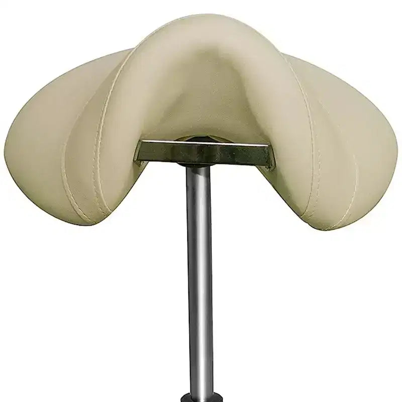 PureSana Chromium Professional James 360-Degree Full Rotational Saddle Cutting Stool with Adjustable Air Life Mechanism & Wheel Casters, Tan