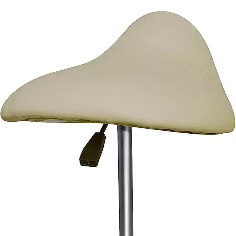 PureSana Chromium Professional James 360-Degree Full Rotational Saddle Cutting Stool with Adjustable Air Life Mechanism & Wheel Casters, Tan