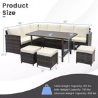 Ensemble de mobilier de patio Costway 7 pièces en rotin, canapé sectionnel, table basse de véranda