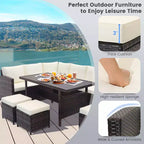 Ensemble de mobilier de patio Costway 7 pièces en rotin, canapé sectionnel, table basse de véranda
