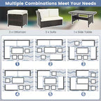Ensemble de mobilier de patio Costway 7 pièces en rotin, canapé sectionnel, table basse de véranda