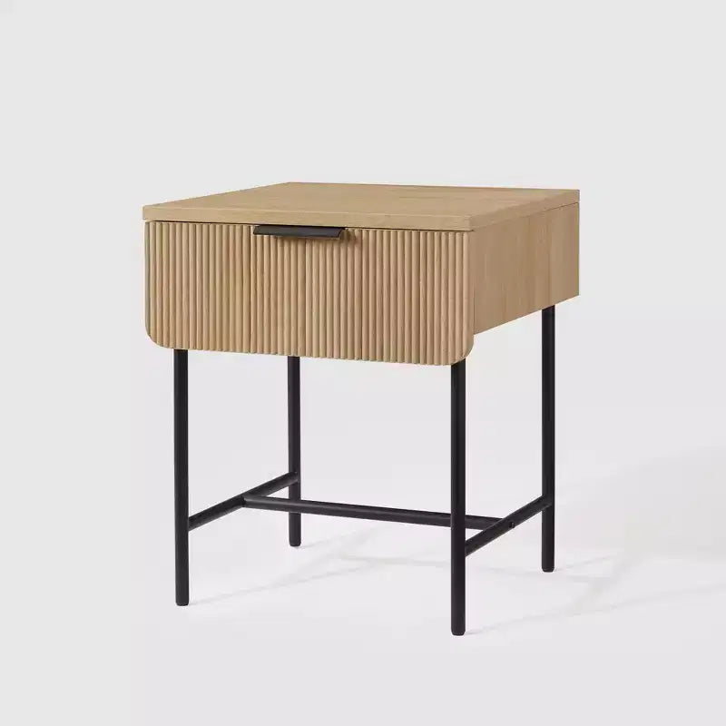 Modern Fluted 1 Drawer Side Table - Saracina Home