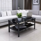 Tempered Glass Lift Top Coffee Table, Black - ModernLuxe