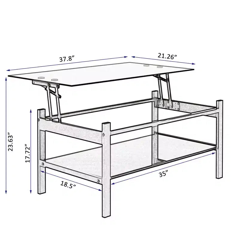 Tempered Glass Lift Top Coffee Table, Black - ModernLuxe