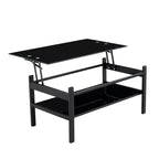 Tempered Glass Lift Top Coffee Table, Black - ModernLuxe