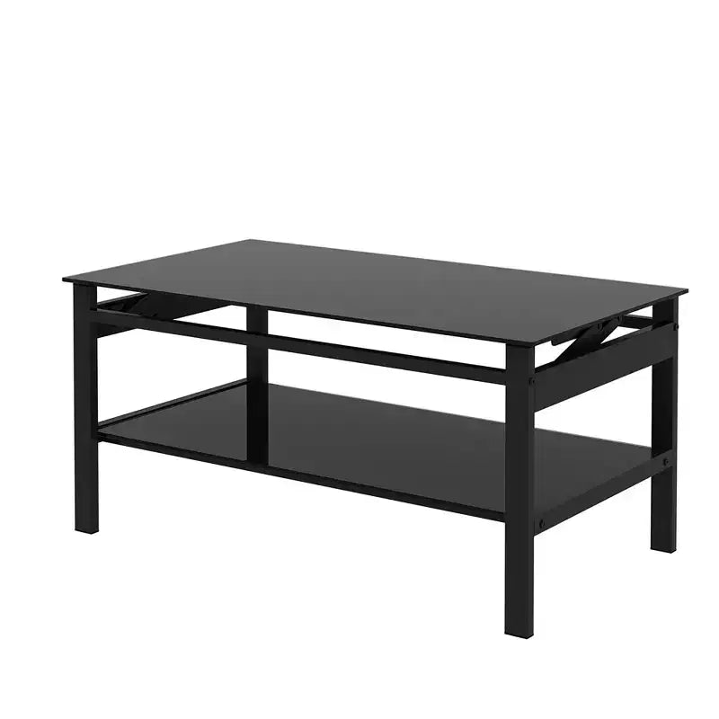 Tempered Glass Lift Top Coffee Table, Black - ModernLuxe
