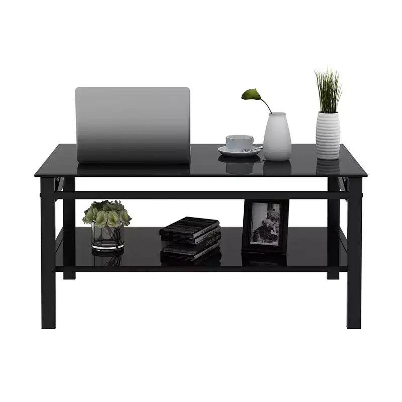 Tempered Glass Lift Top Coffee Table, Black - ModernLuxe