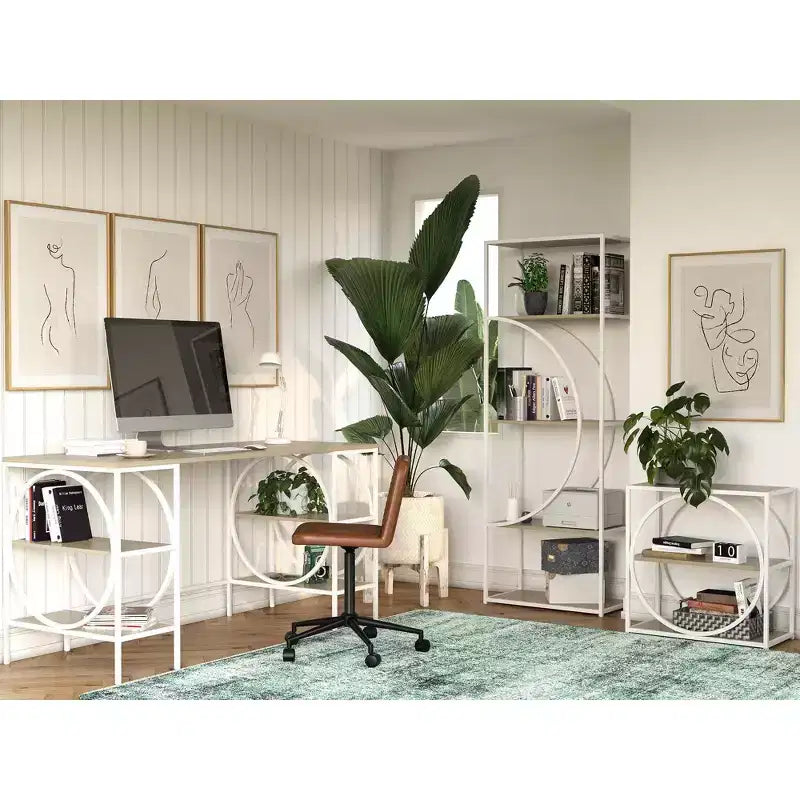RealRooms Strafford Double Pedestal Desk, Pale Oak
