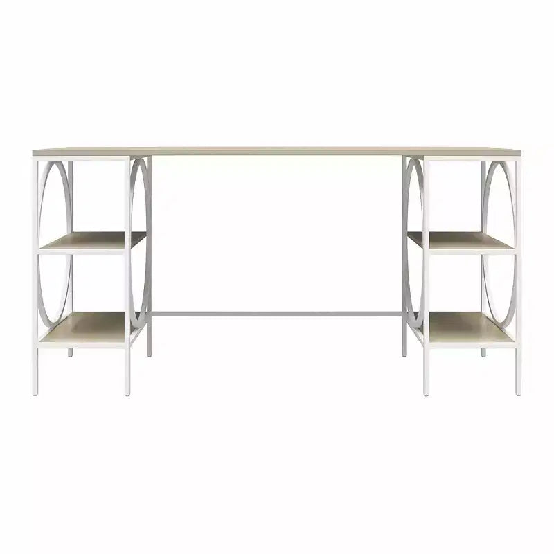 RealRooms Strafford Double Pedestal Desk, Pale Oak