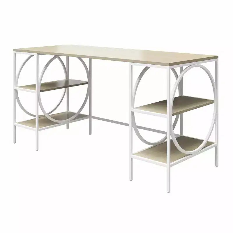 RealRooms Strafford Double Pedestal Desk, Pale Oak