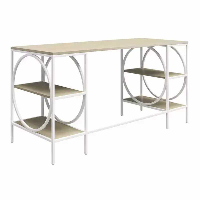 RealRooms Strafford Double Pedestal Desk, Pale Oak
