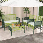 Costway 4PCS/8PCS Patio Round Wicker Conversation Set with Cushions Tempered Glass SideTable