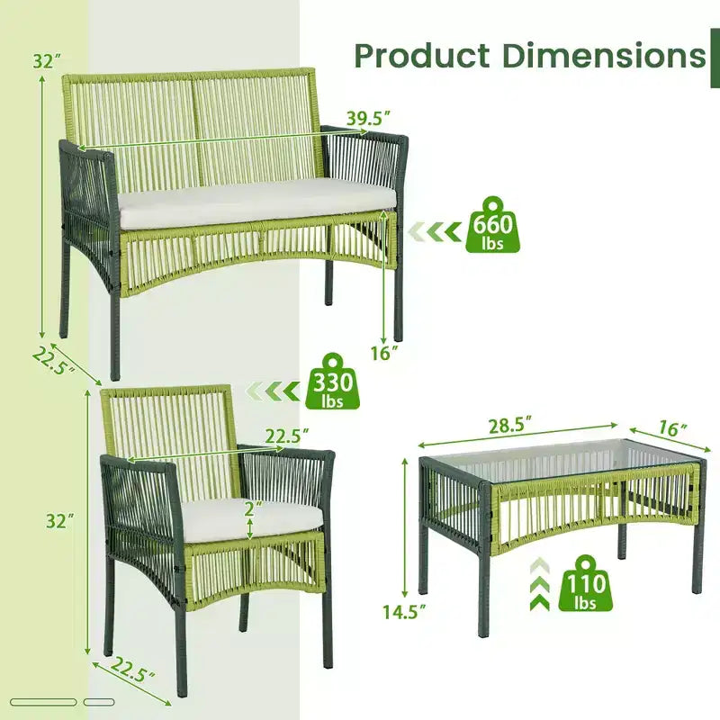 Costway 4PCS/8PCS Patio Round Wicker Conversation Set with Cushions Tempered Glass SideTable