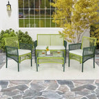 Costway 4PCS/8PCS Patio Round Wicker Conversation Set with Cushions Tempered Glass SideTable