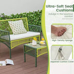 Costway 4PCS/8PCS Patio Round Wicker Conversation Set with Cushions Tempered Glass SideTable