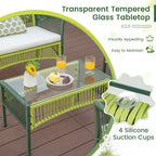 Costway 4PCS/8PCS Patio Round Wicker Conversation Set with Cushions Tempered Glass SideTable