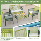Costway 4PCS/8PCS Patio Round Wicker Conversation Set with Cushions Tempered Glass SideTable