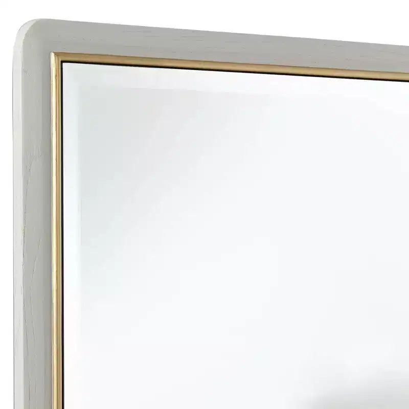 Noble Park Rodgers Rectangular Vanity Wall Mirror Modern Beveled Glass Matte Beige Gold Frame 28 Wide for Bathroom Bedroom Home