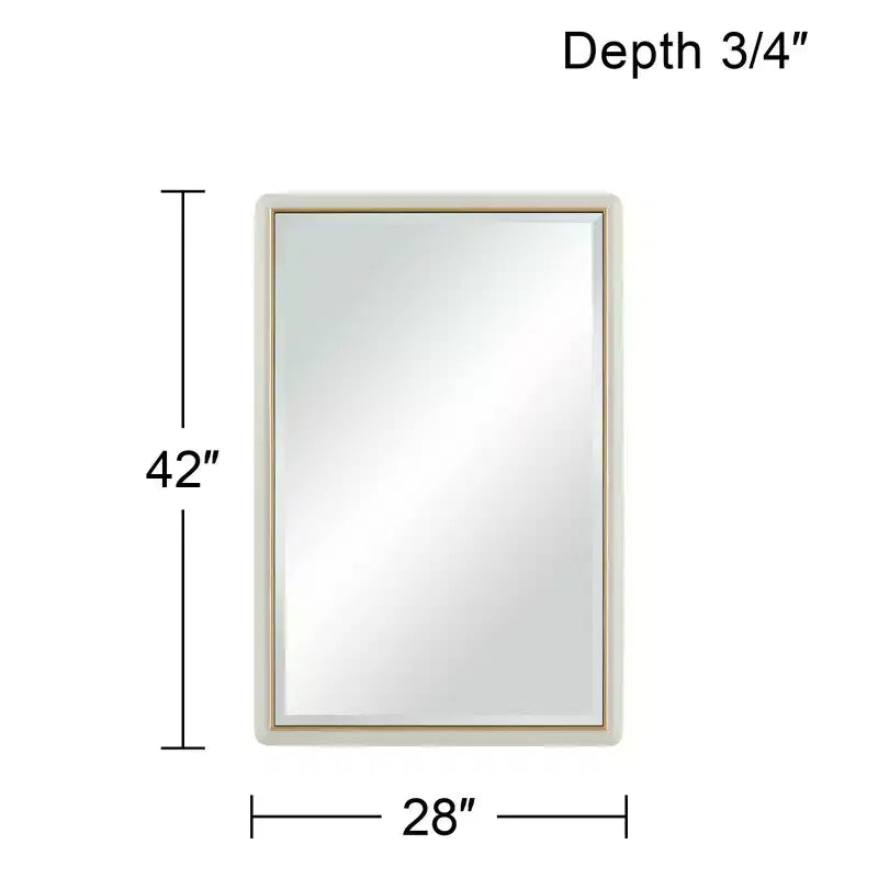 Noble Park Rodgers Rectangular Vanity Wall Mirror Modern Beveled Glass Matte Beige Gold Frame 28 Wide for Bathroom Bedroom Home