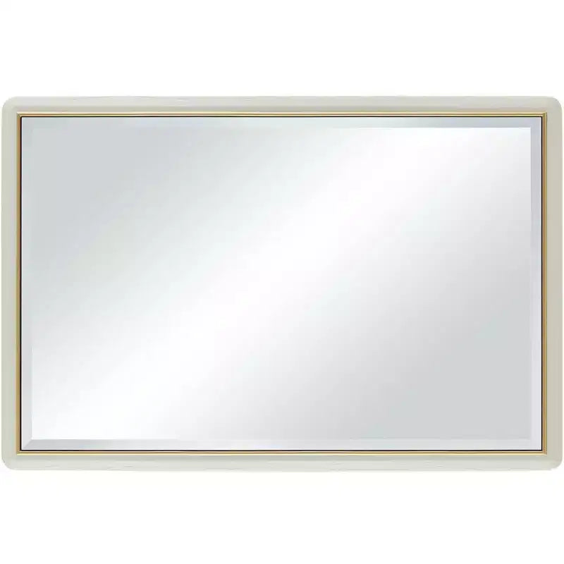 Noble Park Rodgers Rectangular Vanity Wall Mirror Modern Beveled Glass Matte Beige Gold Frame 28 Wide for Bathroom Bedroom Home
