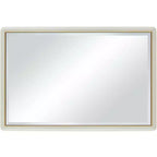 Noble Park Rodgers Rectangular Vanity Wall Mirror Modern Beveled Glass Matte Beige Gold Frame 28 Wide for Bathroom Bedroom Home
