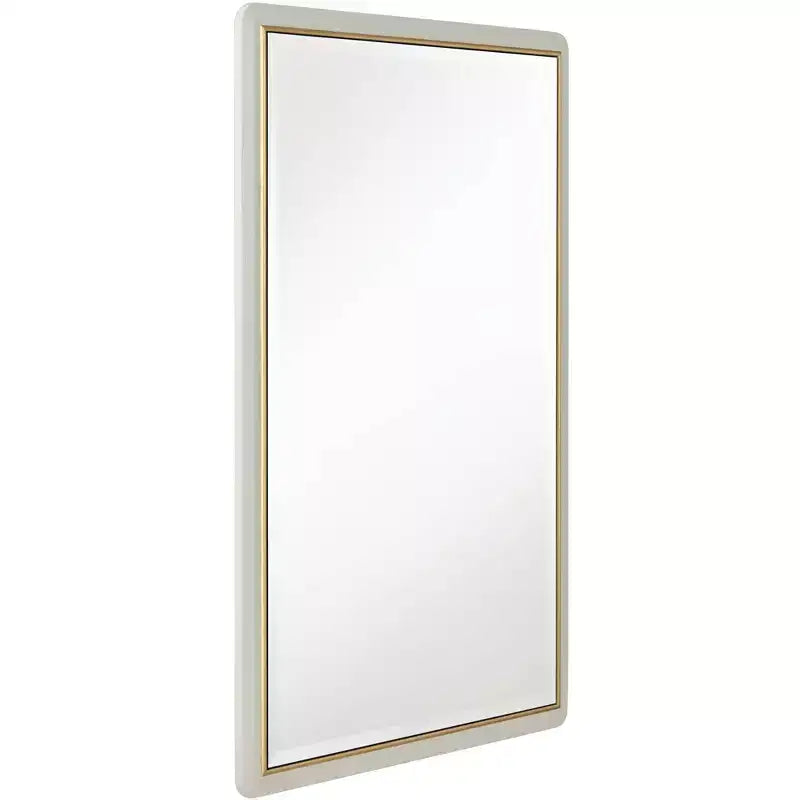 Noble Park Rodgers Rectangular Vanity Wall Mirror Modern Beveled Glass Matte Beige Gold Frame 28 Wide for Bathroom Bedroom Home