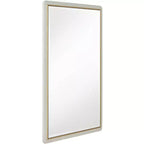 Noble Park Rodgers Rectangular Vanity Wall Mirror Modern Beveled Glass Matte Beige Gold Frame 28 Wide for Bathroom Bedroom Home