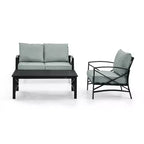 Crosley 3pc Kaplan Steel Outdoor Seating Furniture Set with Loveseat, Chair & Coffee Table
