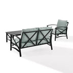 Crosley 3pc Kaplan Steel Outdoor Seating Furniture Set with Loveseat, Chair & Coffee Table
