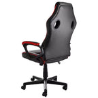 Chaise de bureau Elama dossier haut réglable en similicuir avec maille et tissu noir et garniture rouge