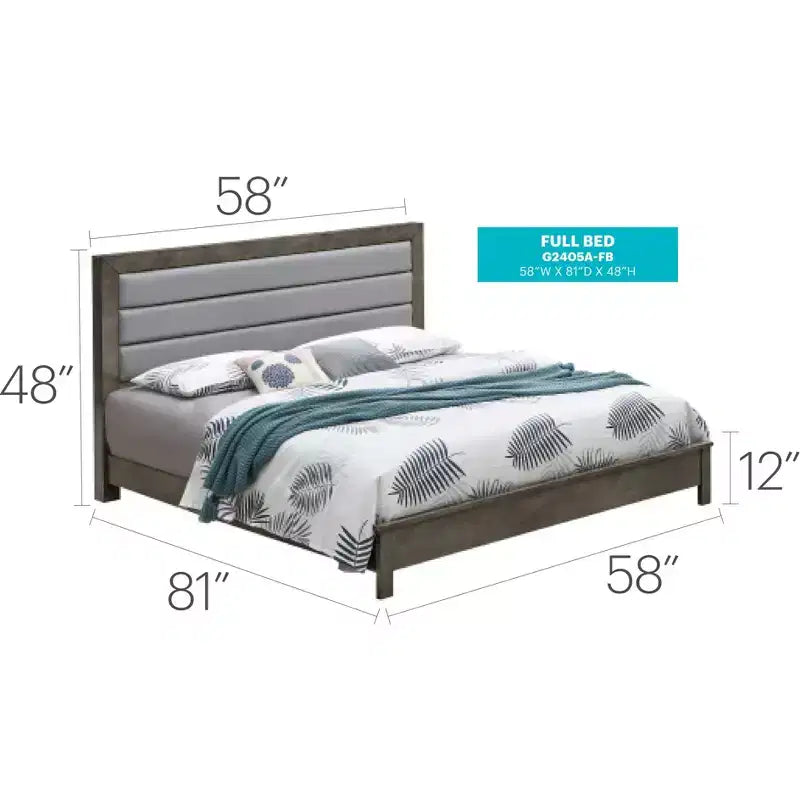 Passion Furniture Burlington Upholstered Full Panel Bed