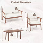 Costway Ensemble de Conversation de Patio 4 Pièces en Bois d'Acacia avec Canapé Table Basse et Coussins