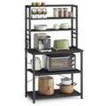 VASAGLE Baker's Rack Microwave Oven Stand Kitchen Tall Utility Storage Shelf 6 Hooks and Metal Frame