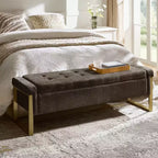 Banc de rangement Octavio 55.3 avec dessus à charnière rembourré moderne et pieds en métal|ART OF LIVING DESIGNS