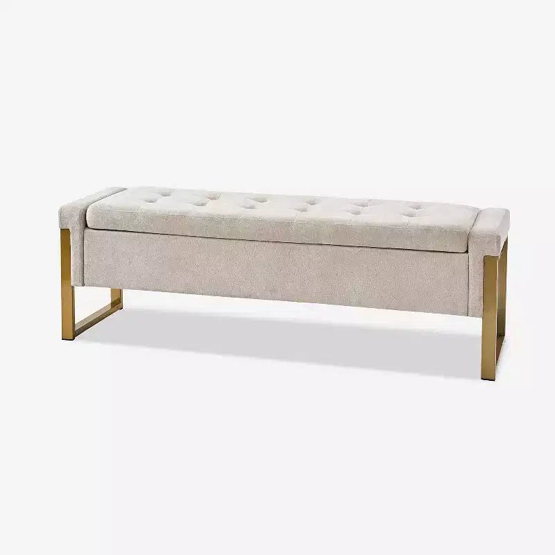 Banc de rangement Octavio 55.3 avec dessus à charnière rembourré moderne et pieds en métal|ART OF LIVING DESIGNS