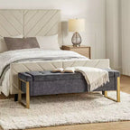 Banc de rangement Octavio 55.3 avec dessus à charnière rembourré moderne et pieds en métal|ART OF LIVING DESIGNS
